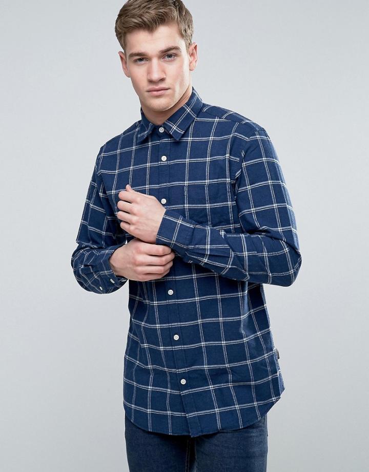 Jack & Jones Originals Shirt In Slim Fit With Brushed Check - Navy