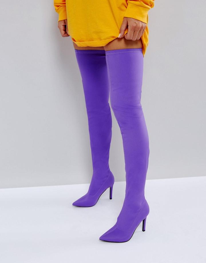 Asos Kitty Stretch Over The Knee Boots - Purple