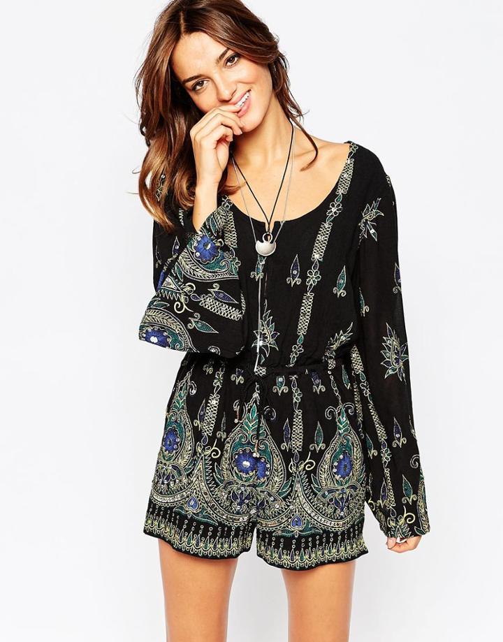 Anna Sui For O'neill Harmon Beach Romper - Black Aop