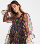 Twisted Wunder Maternity Organza Mini Smock Dress In Mixed Print Multi
