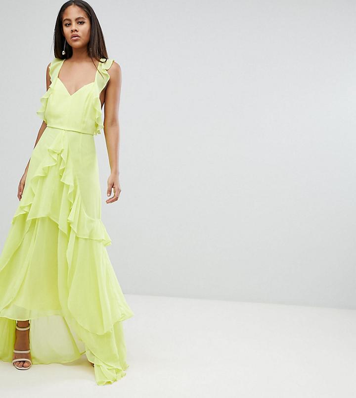 Asos Design Tall Ruffle Maxi Dress - Multi