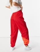Adidas Originals Spliced Hem Sweatpants In Red