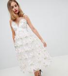Asos Design Petite Salon 3d Floral Cami Prom Midi Dress - Multi