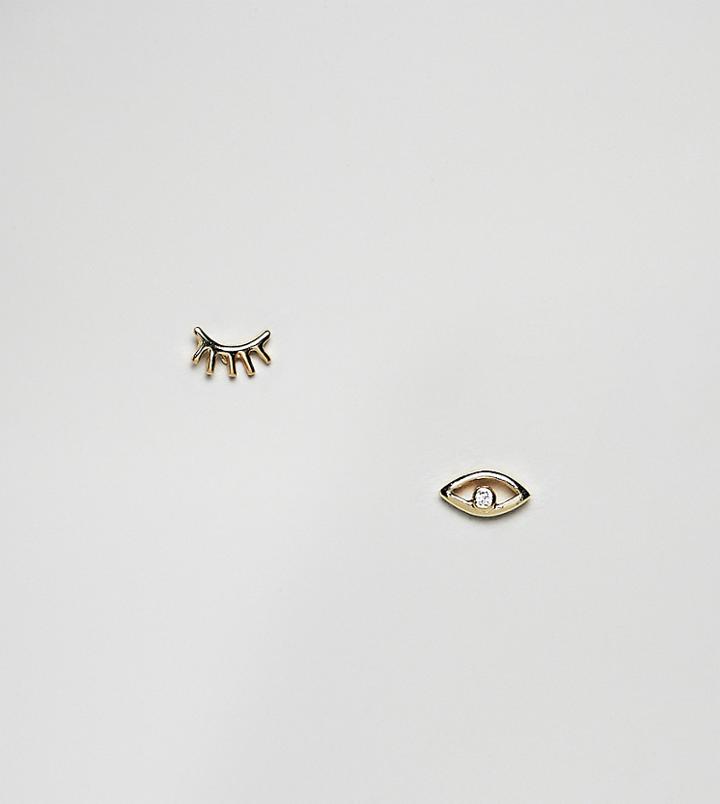 Shashi 18k Gold Plated Eye & Eyelash Stud Earring - Gold