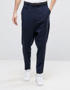 Asos Drop Crotch Pant In Navy - Navy