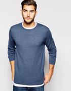 Asos Cable Sweater In Merino Wool Mix - Blue
