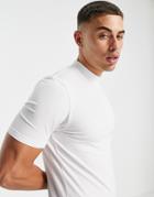 Asos Design Muscle Fit Turtleneck T-shirt In White