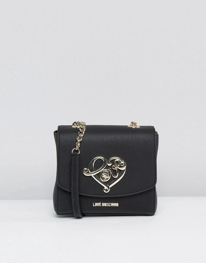 Love Moschino Textured Small Shoulder Bag - Black