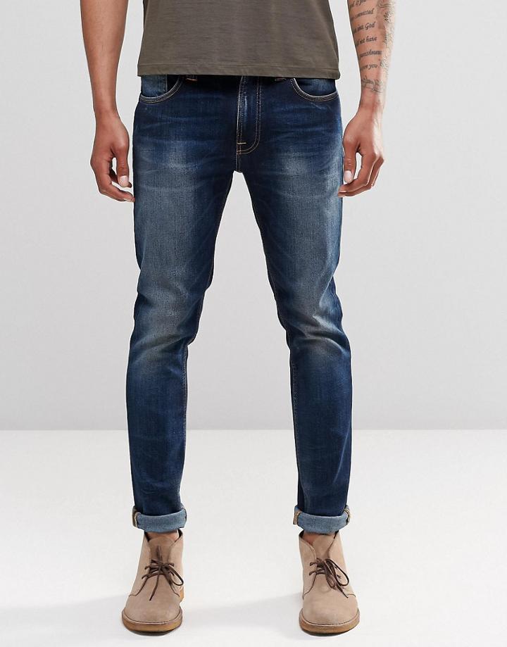Nudie Jeans Lean Dean Slim Tapered Fit Peel Blue Dark Wash - Peel Blue