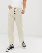 Bershka Button Top Denim Culottes In Off White - White