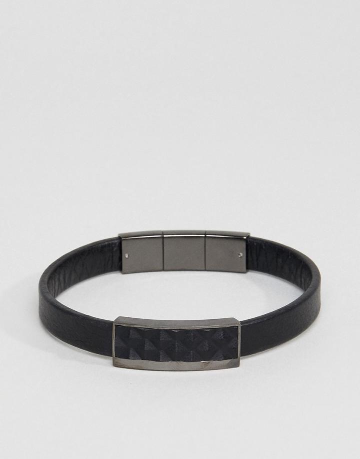 Emporio Armani Leather Bracelet In Black - Black