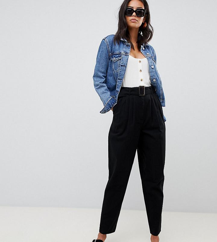 Asos Design Tall Belted Peg Pants - Black