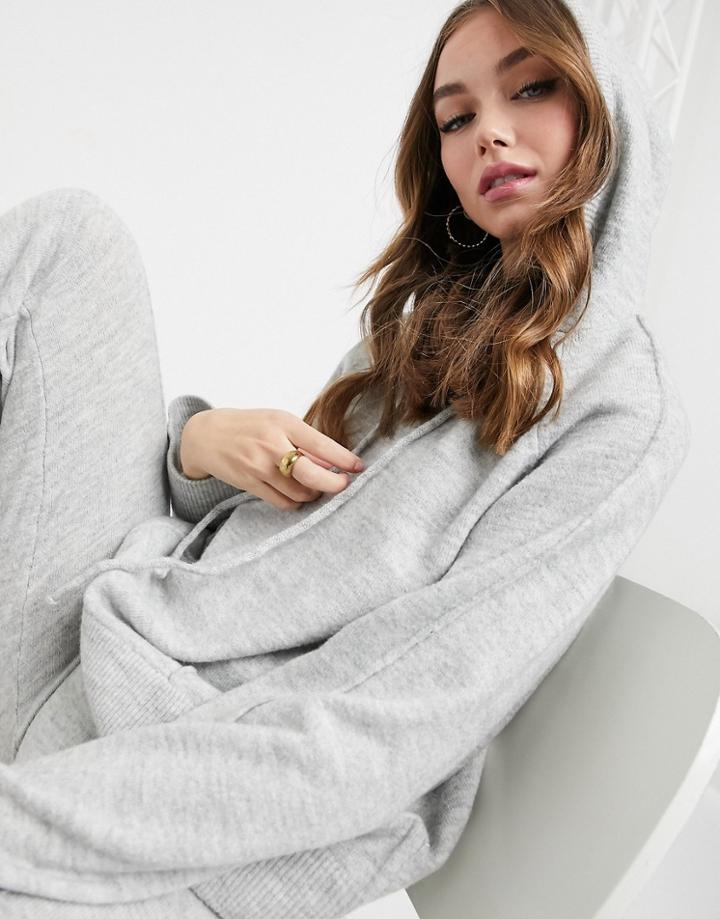 Asos Design Oversized Knitted Hoodie In Gray Heather - Part Of A Set-grey