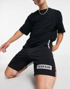 Calvin Klein Reflective Box Logo Sweat Shorts In Ck Black