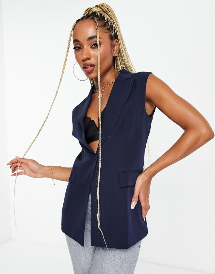 Unique21 Sleeveless Blazer In Navy