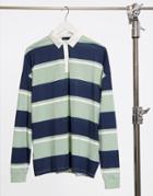 Asos Design Oversized Striped Polo In Green