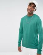 Asos Cotton Sweater In Jade Green - Green