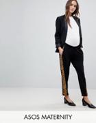 Asos Maternity Easy Peg Pants With Animal Side Stripe - Black
