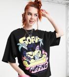 Collusion Unisex Oversized T-shirt With Cartoon Skeleton Print In Black-green