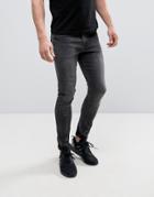 Asos Extreme Super Skinny Jeans With Bleach Paint Splatter In Washed Black - Black