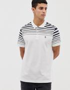 Original Penguin Icon Logo Graduated Stripe Polo In White - White