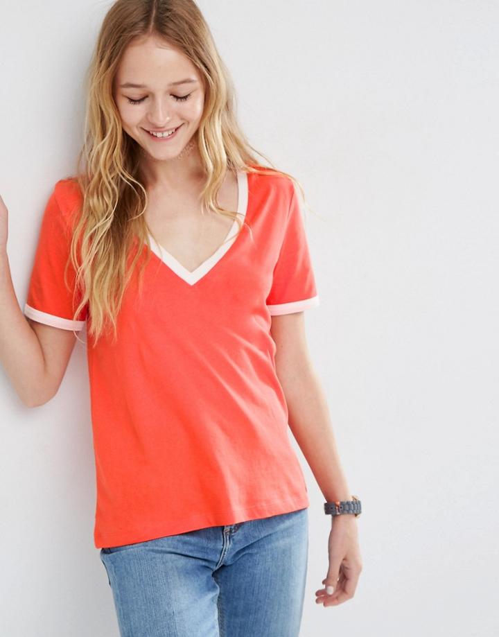 Asos V Neck T-shirt With Tipping - Clear