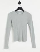 Hollister Long Sleeve Slim Rib T-shirt In Gray-grey