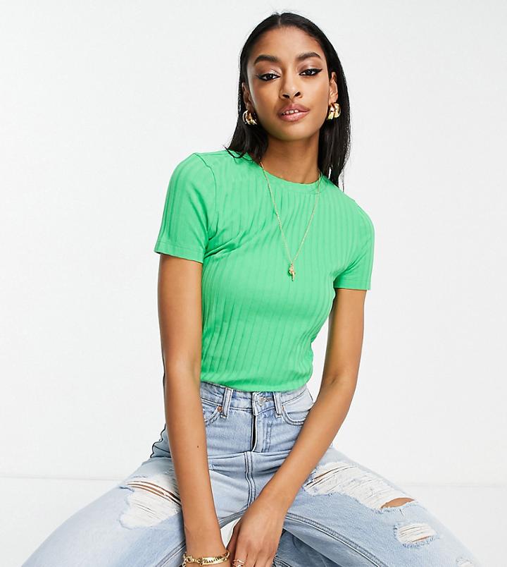 Asos Design Tall Slim Fit T-shirt In Rib In Green