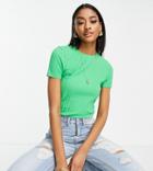 Asos Design Tall Slim Fit T-shirt In Rib In Green