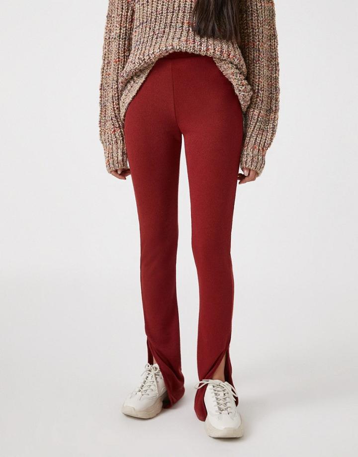 Pull & Bear Soft Touch Coordinating Leggings In Rust-brown