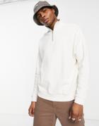 Asos Design Organic Blend Oversized Half Zip Sweatshirt In Off White