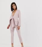 Lavish Alice Tie Front Blazer Style Tailored Jumpsuit In Dusty Pink - Blue