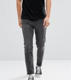 Asos Tall Tapered Jeans In Washed Black - Black