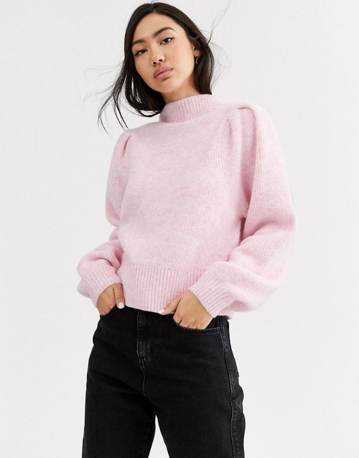 Weekday Sadie High Neck Sweater In Pink