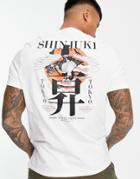 Asos Design T-shirt In White Organic Cotton With Souvenir Back Print