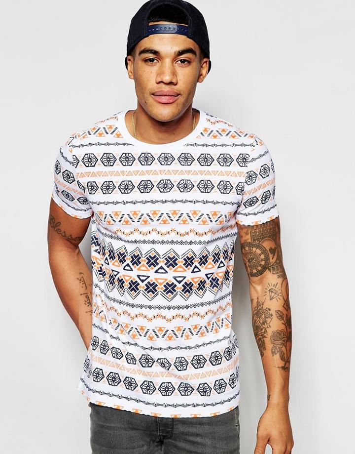 Asos T-shirt With Geo-tribal Print - Multi