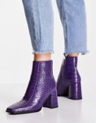 Miss Selfridge Buzz Purple Croc Zip Boots