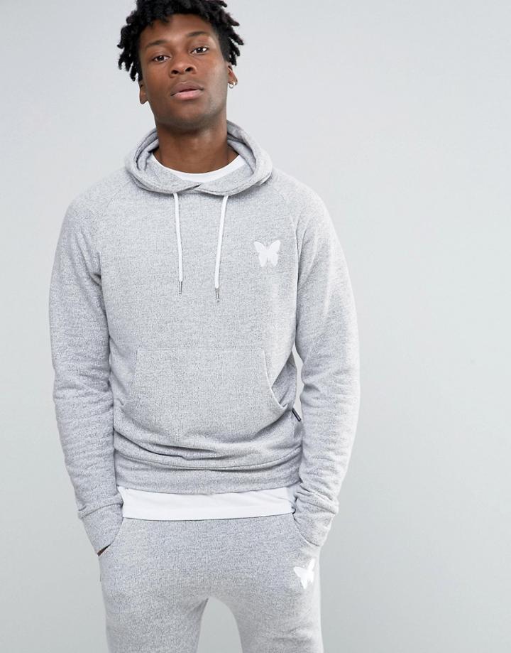 Good For Nothing Knitted Hoodie With Small Logo - Gray