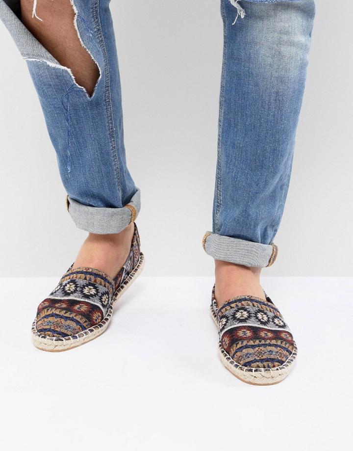 Asos Design Espadrilles In Geo-tribal Print - Multi