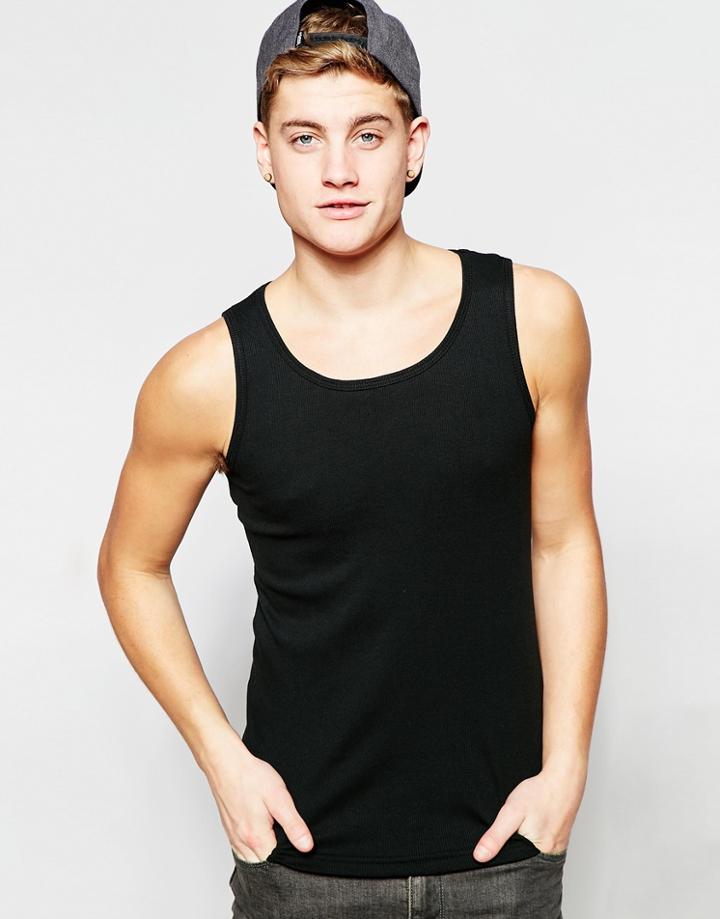 Brave Soul Tank In Rib - Black