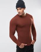 Asos Extreme Muscle Long Sleeve T-shirt With Crew Neck In Rust - Red