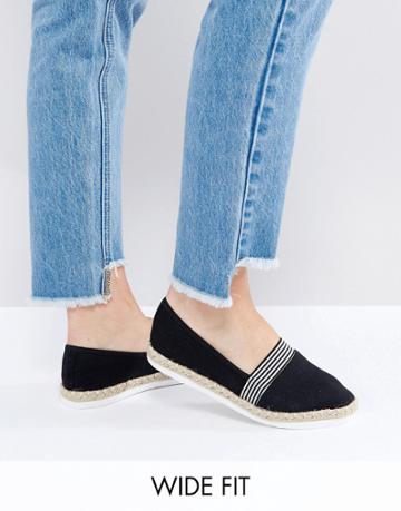 New Look Wide Fit Nautical Espadrille - Black