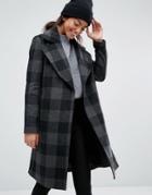 New Look Check Smart Coat - Black