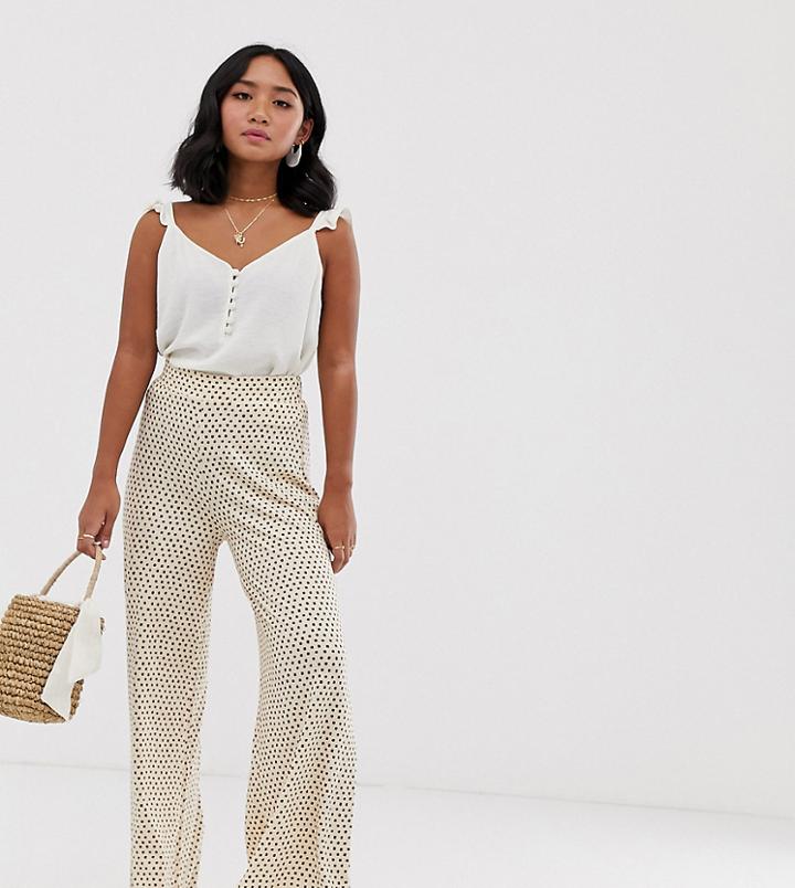 Asos Design Petite Wide Leg Pants In Neutral Non-print-multi