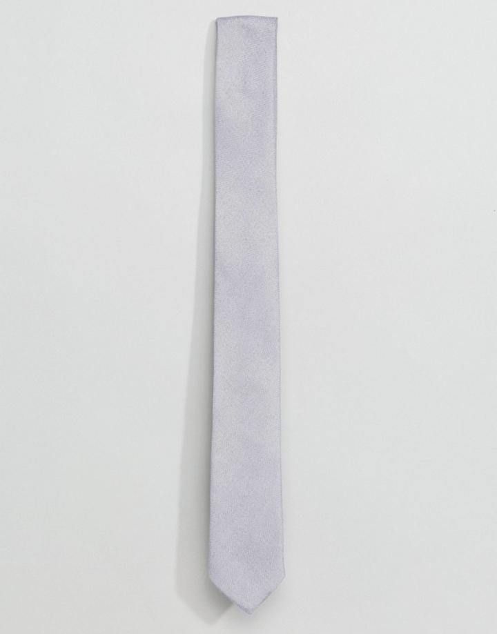 Asos Slim Tie In Textured Light Gray - Gray