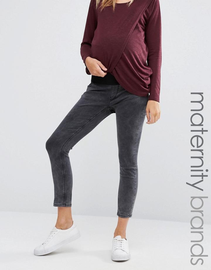New Look Maternity Acid Wash Under The Bump Skinny Jeggings - Gray