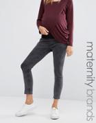 New Look Maternity Acid Wash Under The Bump Skinny Jeggings - Gray