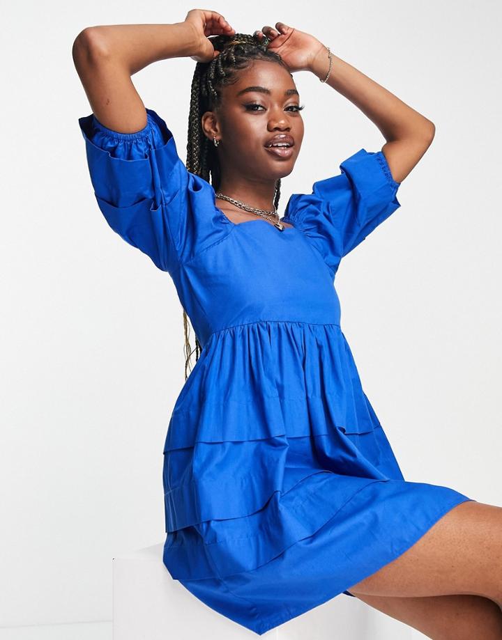 Influence Mini Shirt Dress In Bright Blue