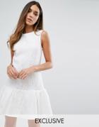 Warehouse Bonded Lace Peplum Dress - White