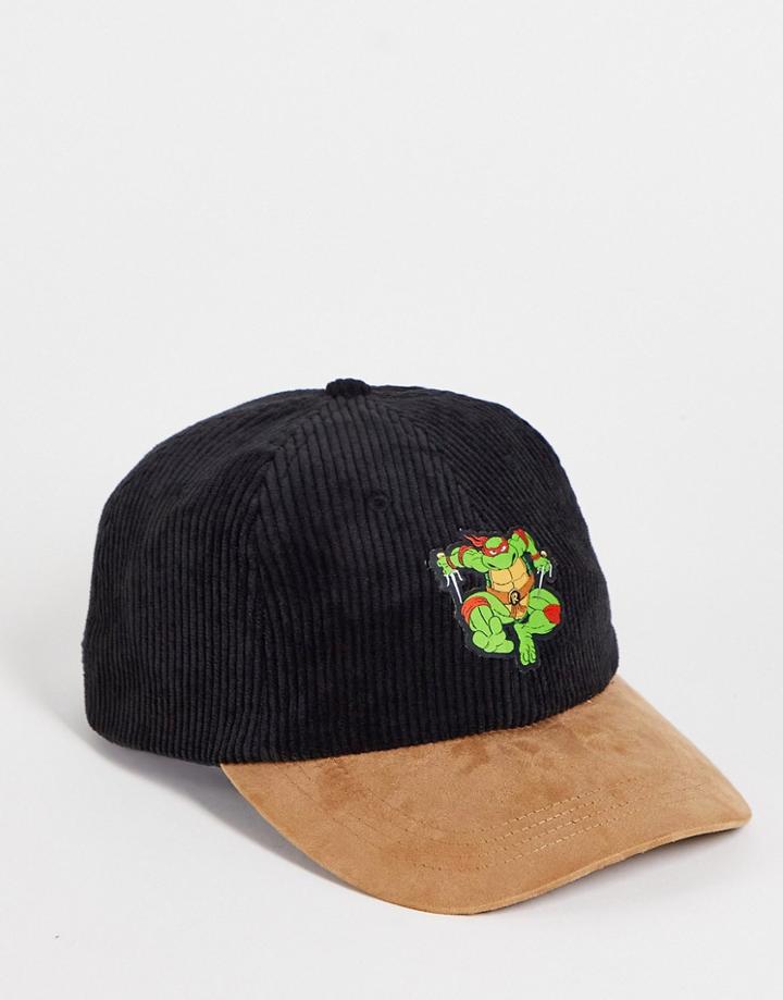 Asos Design Baseball Cap With Ninja Turtles Print In Black